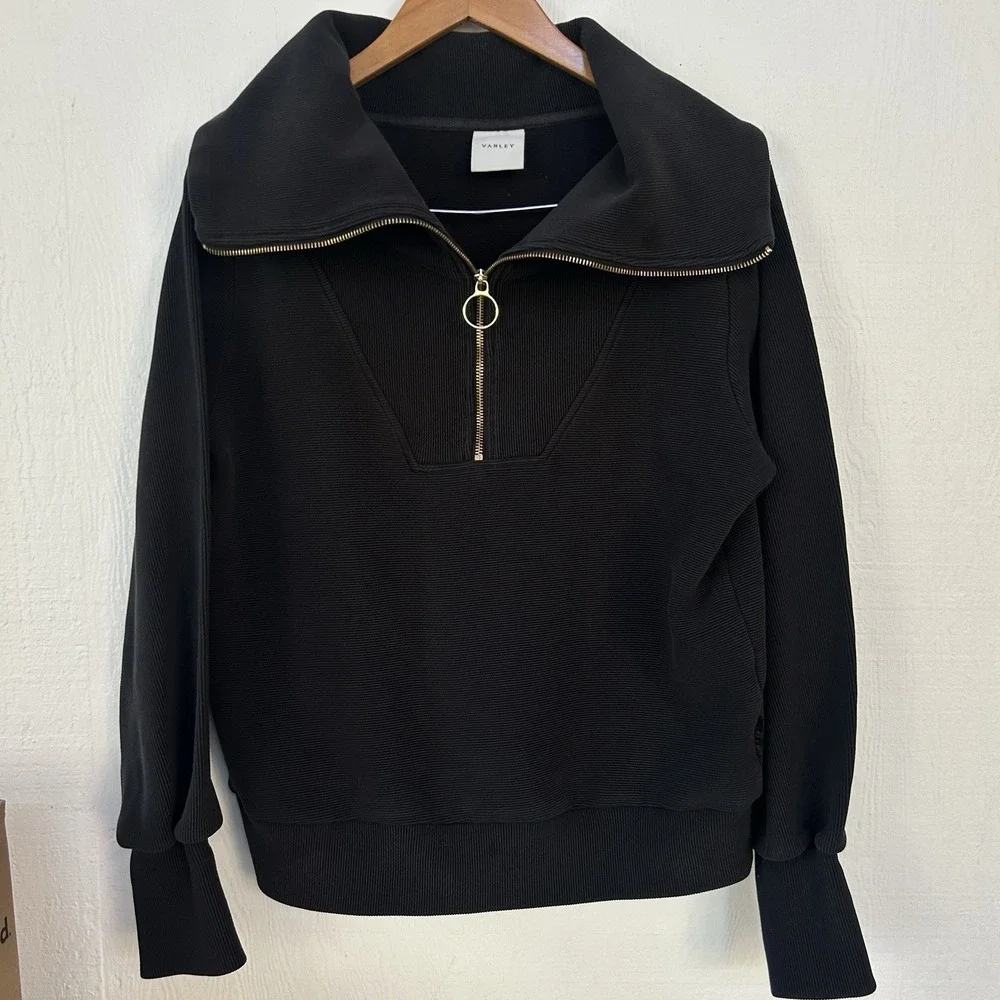 Varley Women's Medium Vine Gold Half Zip Black  Sweatshirt Pullover Oversized - Picture 8 of 8
